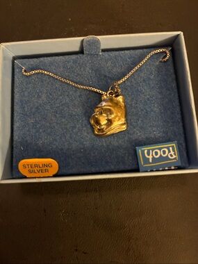 Sterling Pooh Head Pendant Necklace.